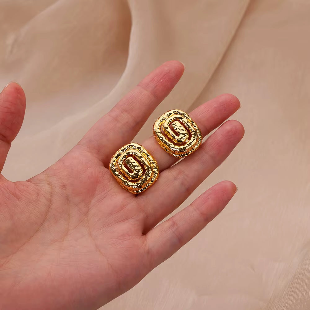 Classic Square Stud Earrings for Women Waterproof Stainless Steel Earrings 2024 Trend New in Couple Piercing Ear Jewelry Aretes