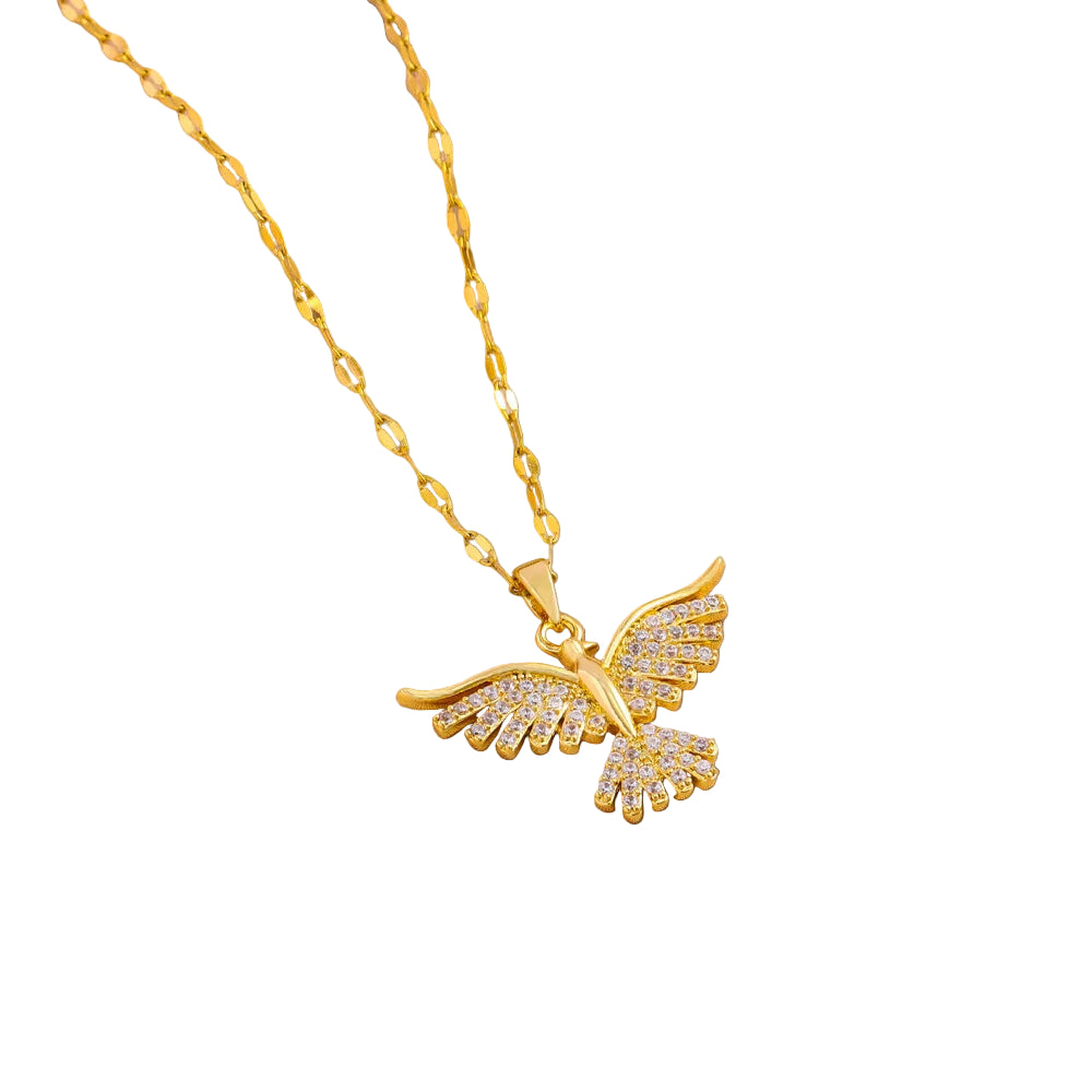 New Sparkly 18K Gold Plated Vintage Phoenix Pendant Necklaces for Women Retro Style Female Daily Wear Stainless Steel Neck Chain