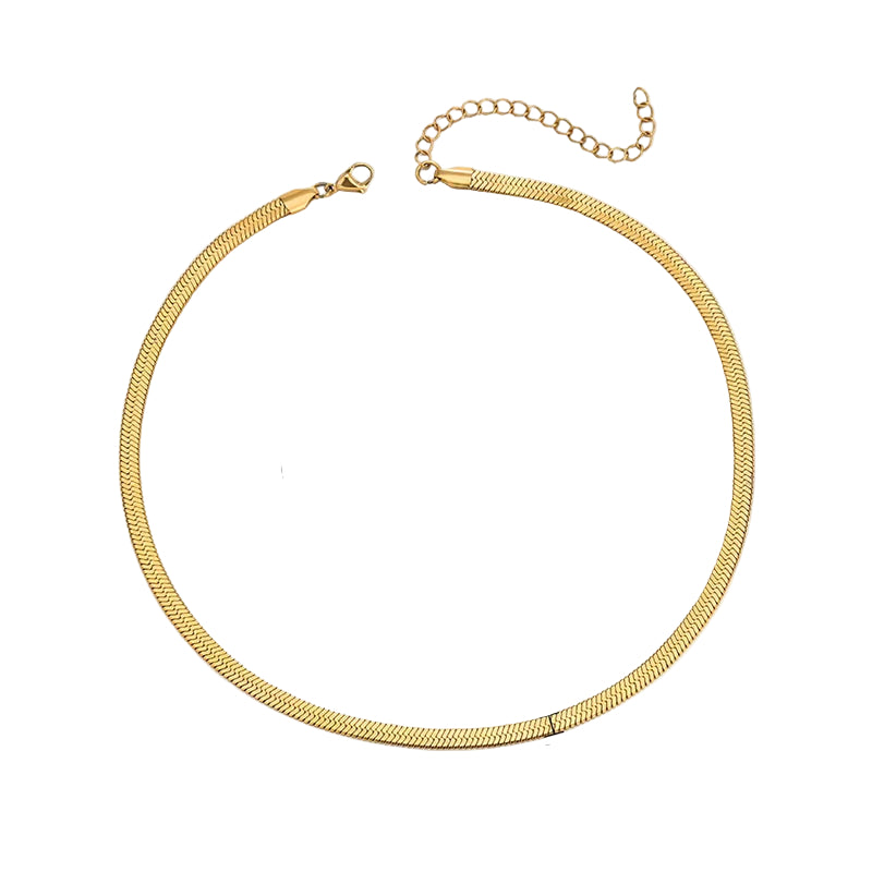 Hot Classic Unisex Flat Snake Chain Choker Necklace for Women Stainless Steel Herringbone Gold Silver Color Fashion Jewelry Gift