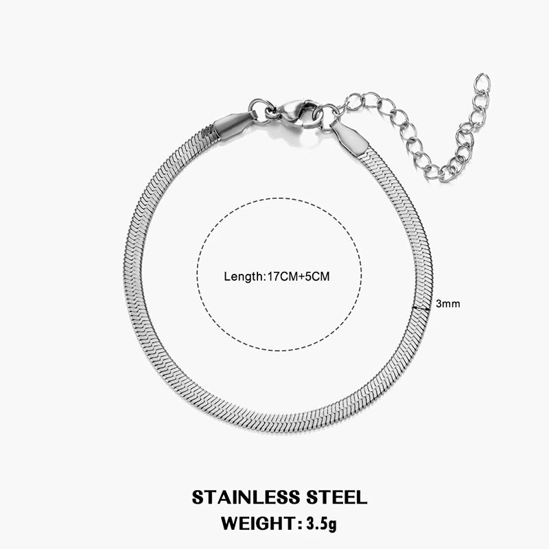 Hot Classic Unisex Flat Snake Chain Choker Necklace for Women Stainless Steel Herringbone Gold Silver Color Fashion Jewelry Gift