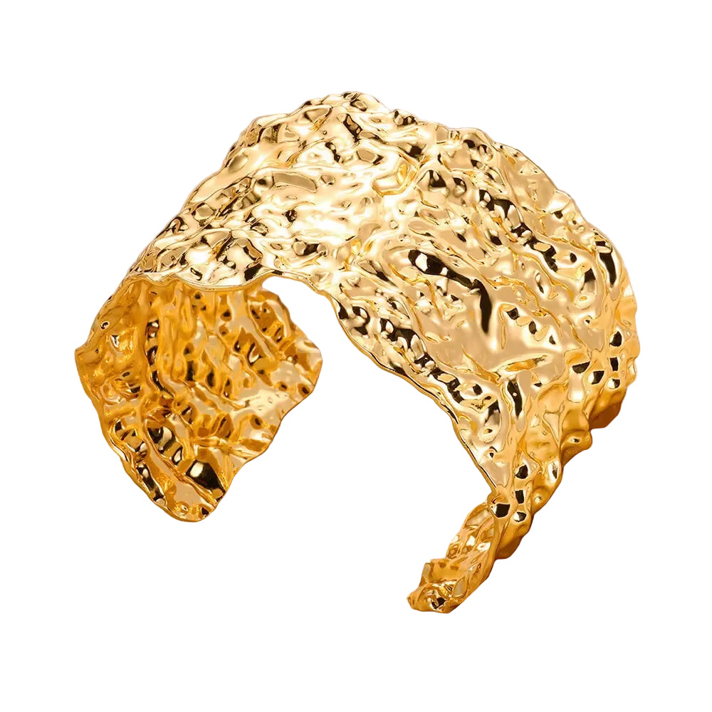 Exquisite Classic Bump Pattern Openning Bangles Bracelet for Women Cuff Bracelet Gold Color Stainless Steel Hand Ornament Gift